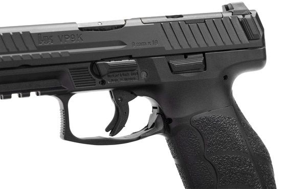 Heckler and Koch 9mm VP9A1 K compact handgun with front and rear slide serrations
